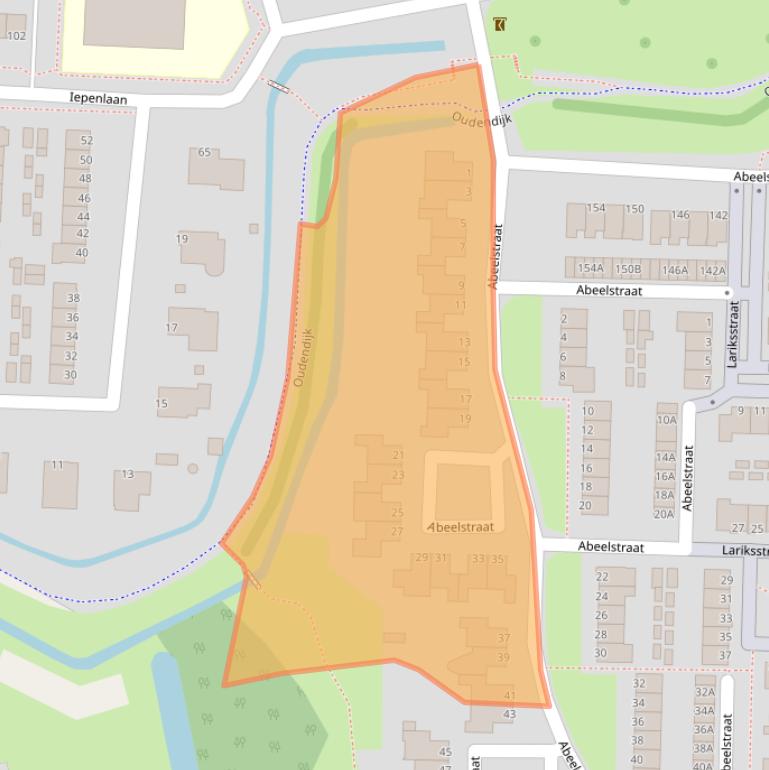 Kaart van postcodegebied 3329AA.