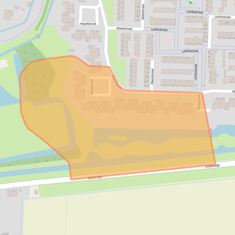 Kaart van postcodegebied 3329AB.
