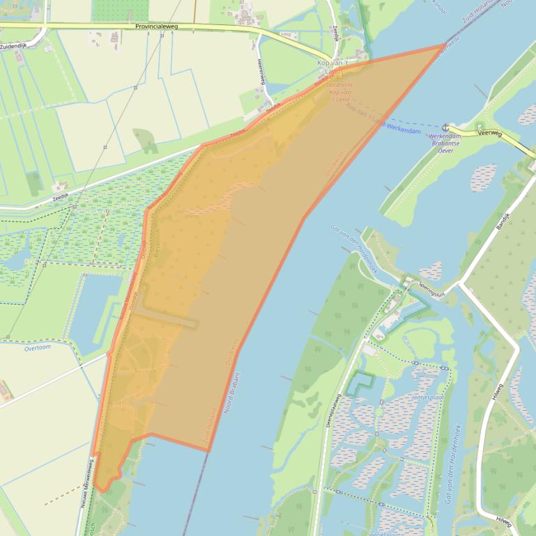 Kaart van postcodegebied 3329KB.