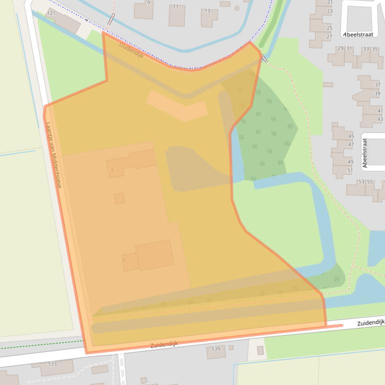 Kaart van postcodegebied 3329KE.