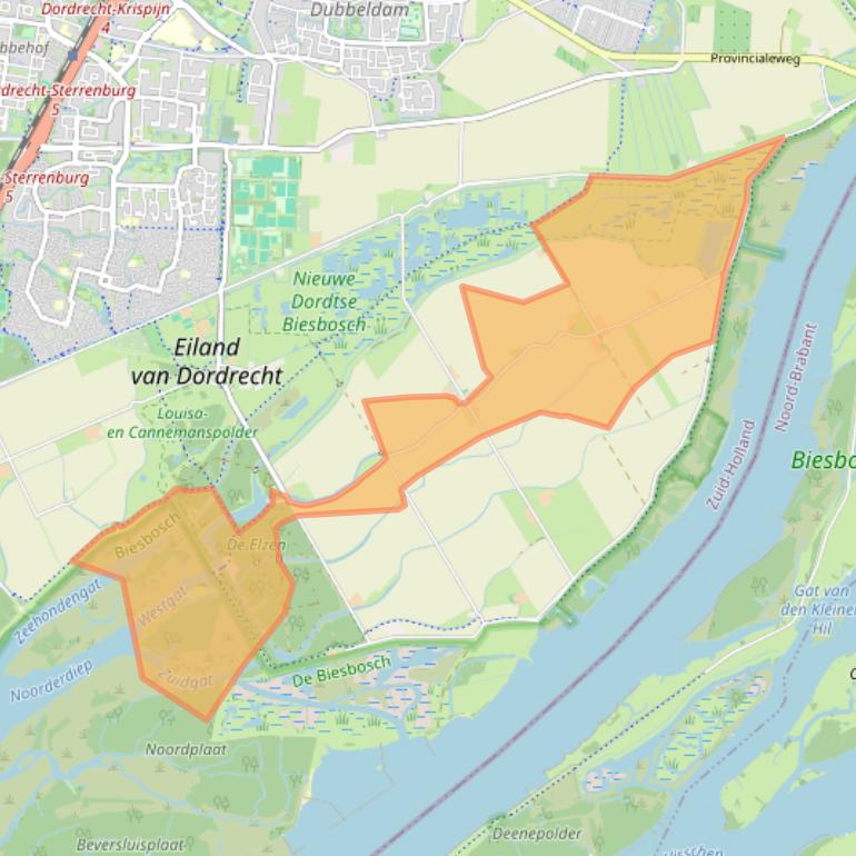 Kaart van postcodegebied 3329KH.