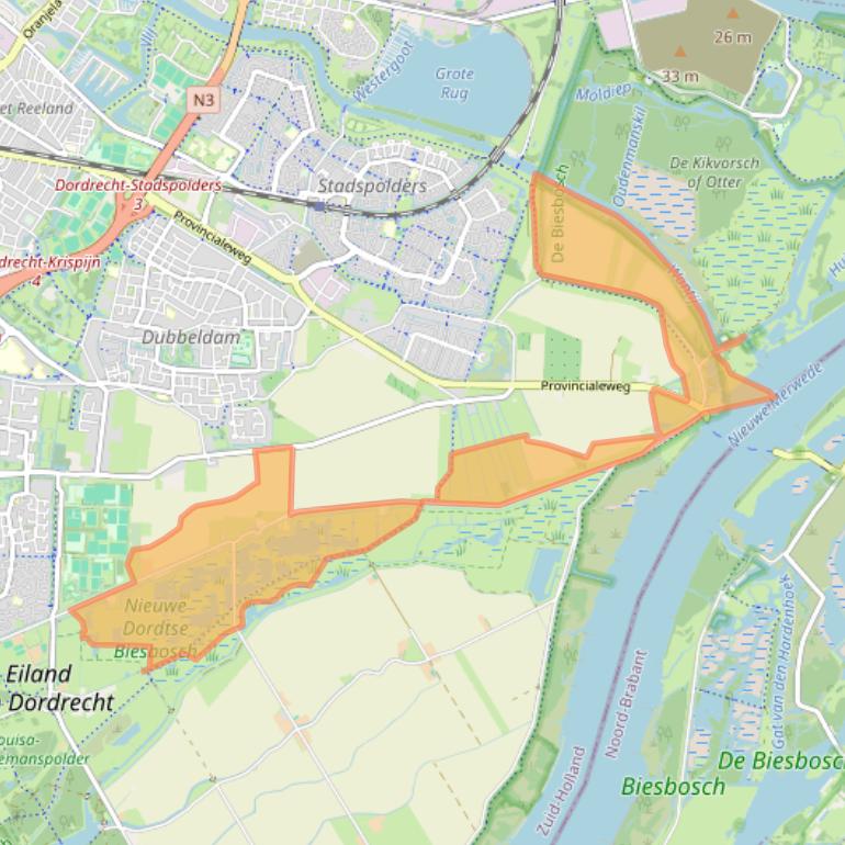 Kaart van postcodegebied 3329LC.