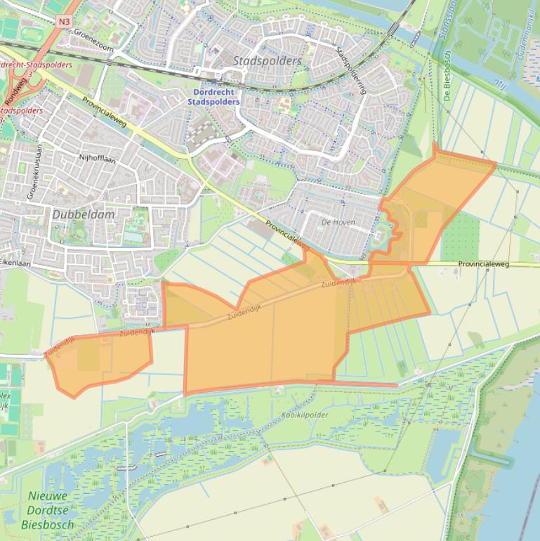 Kaart van postcodegebied 3329LD.