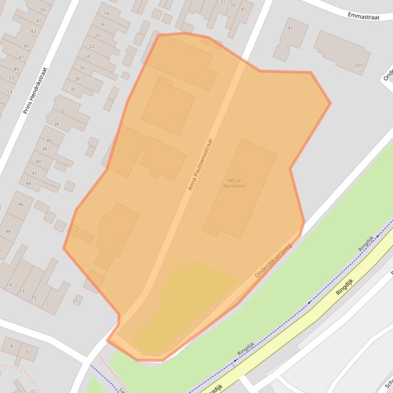 Kaart van postcodegebied 3331AA.