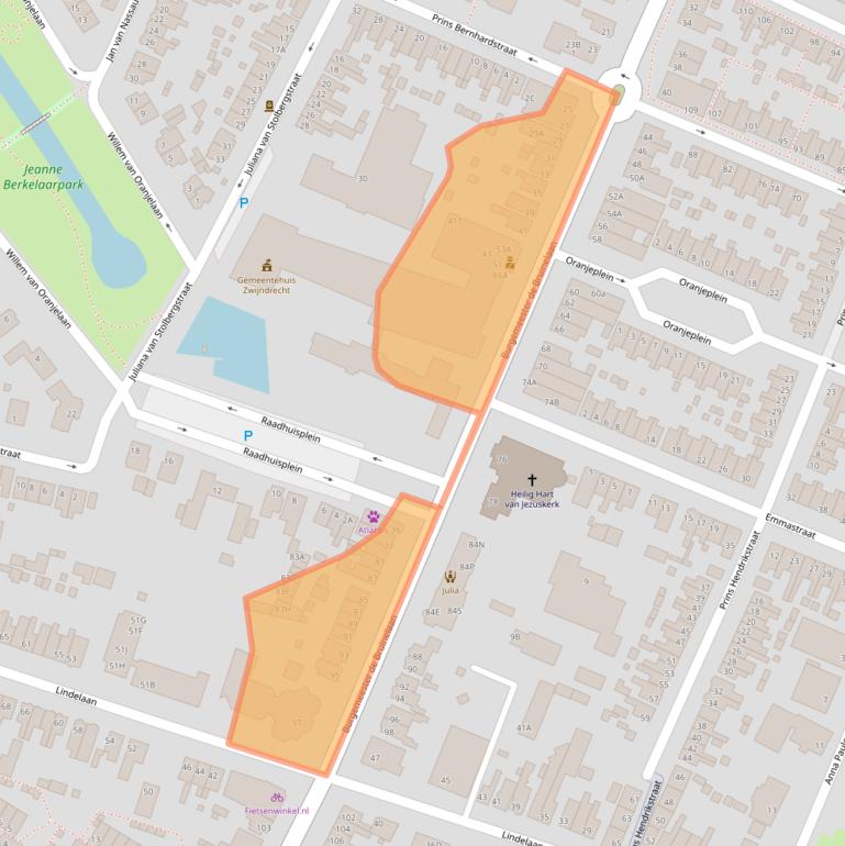 Kaart van postcodegebied 3331AC.