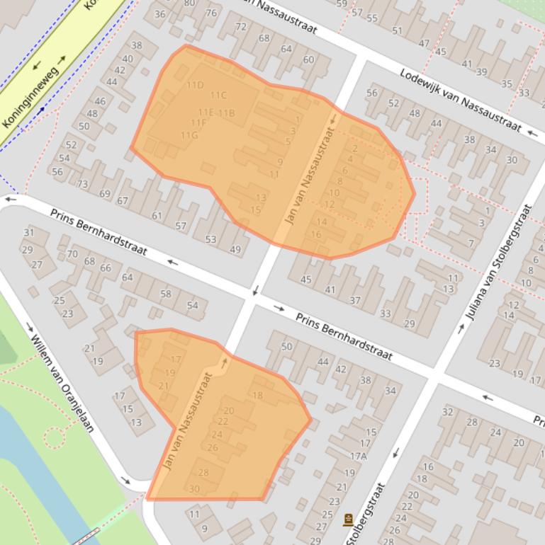 Kaart van postcodegebied 3331BG.