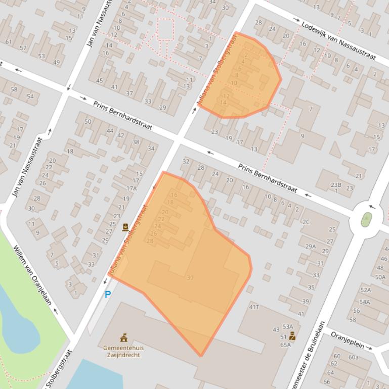 Kaart van postcodegebied 3331BJ.