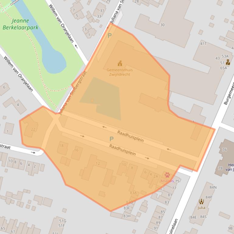 Kaart van postcodegebied 3331BT.