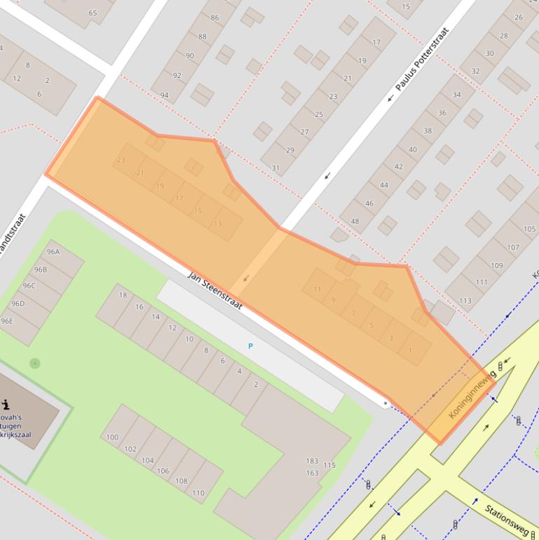 Kaart van postcodegebied 3331CC.