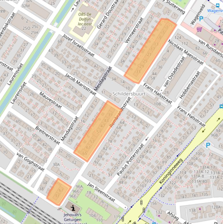 Kaart van postcodegebied 3331CN.