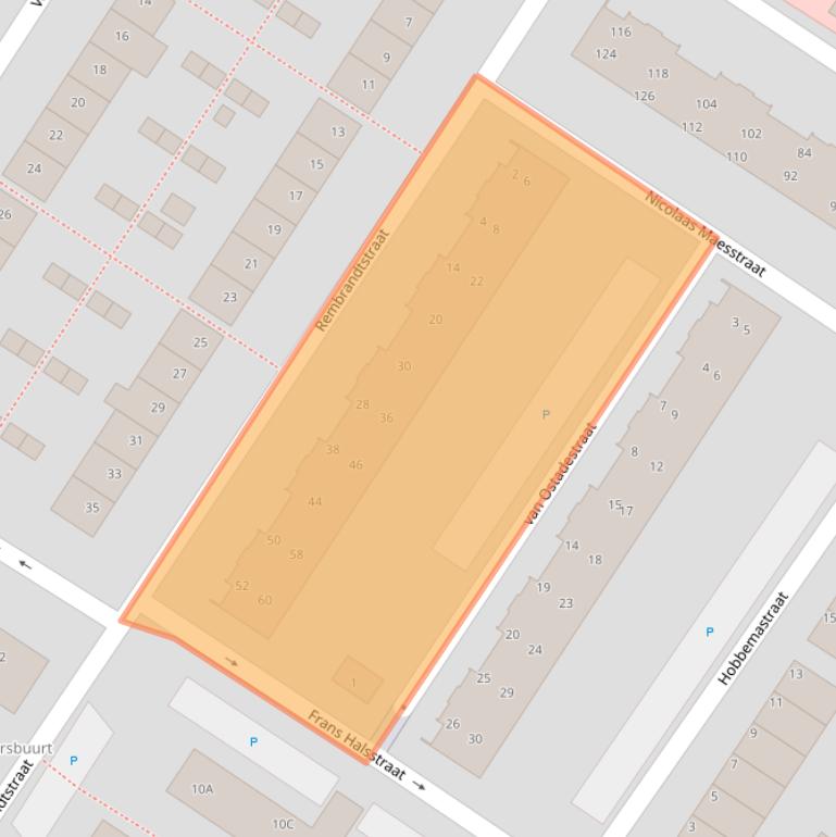 Kaart van postcodegebied 3331CP.