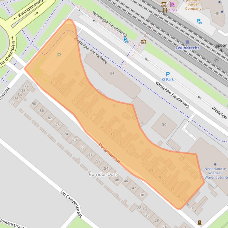 Kaart van postcodegebied 3331EC.