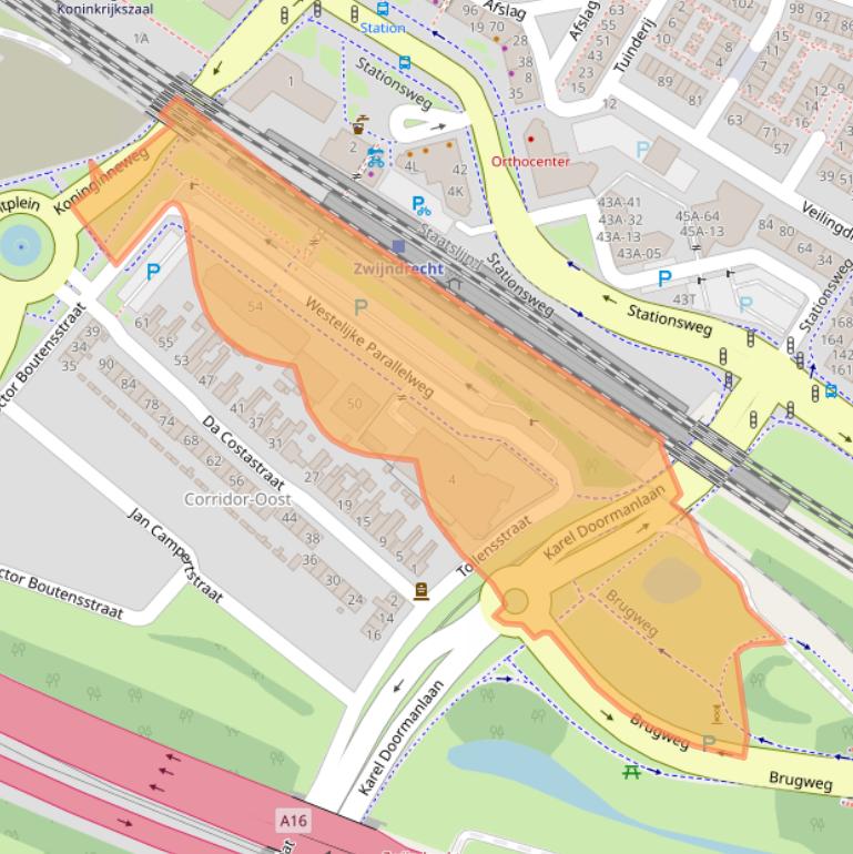 Kaart van postcodegebied 3331EW.
