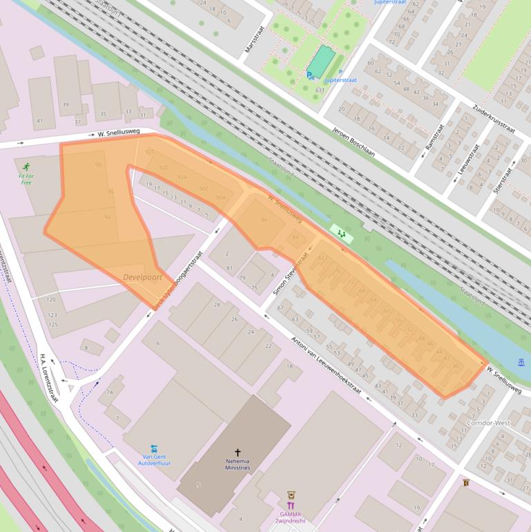 Kaart van postcodegebied 3331EZ.