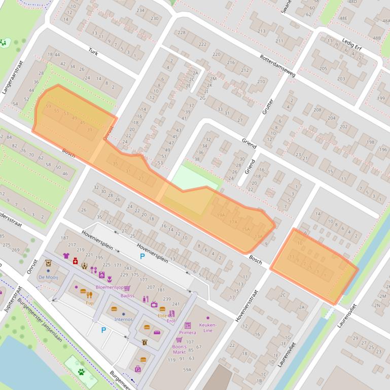 Kaart van postcodegebied 3331GA.