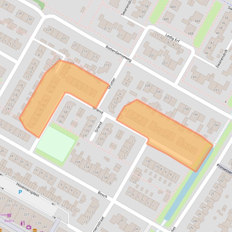 Kaart van postcodegebied 3331GE.