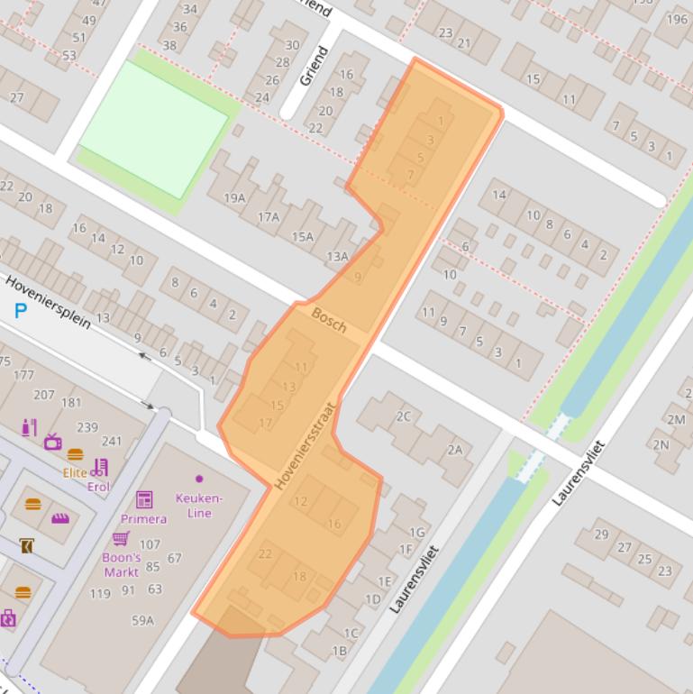 Kaart van postcodegebied 3331GK.