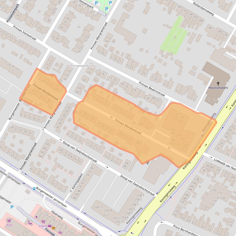 Kaart van postcodegebied 3331GT.