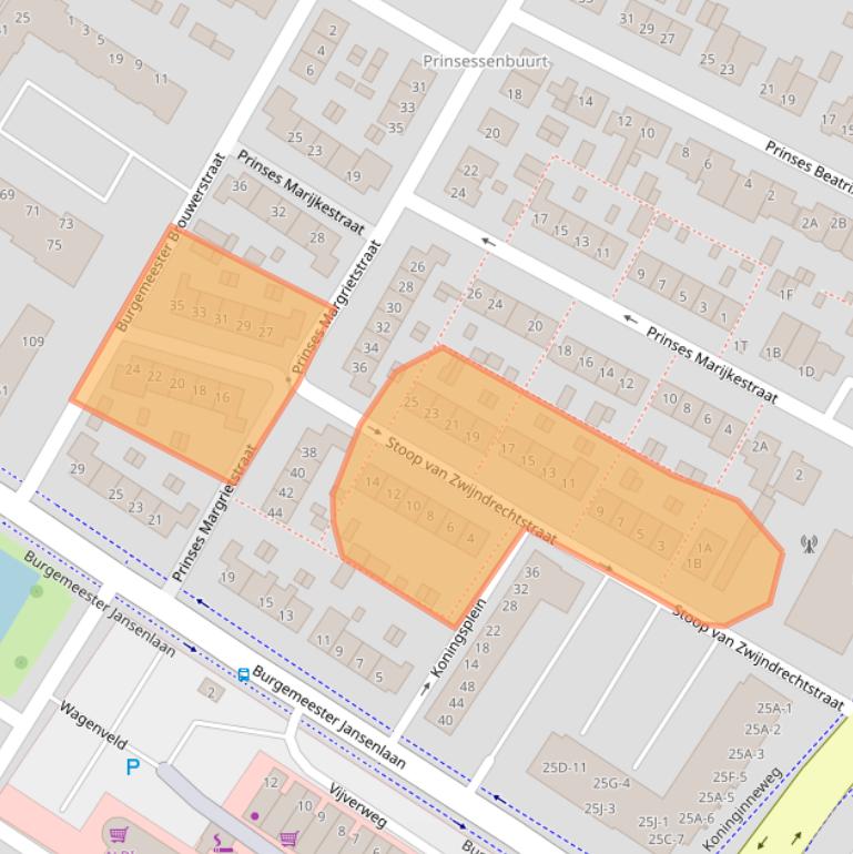 Kaart van postcodegebied 3331GV.