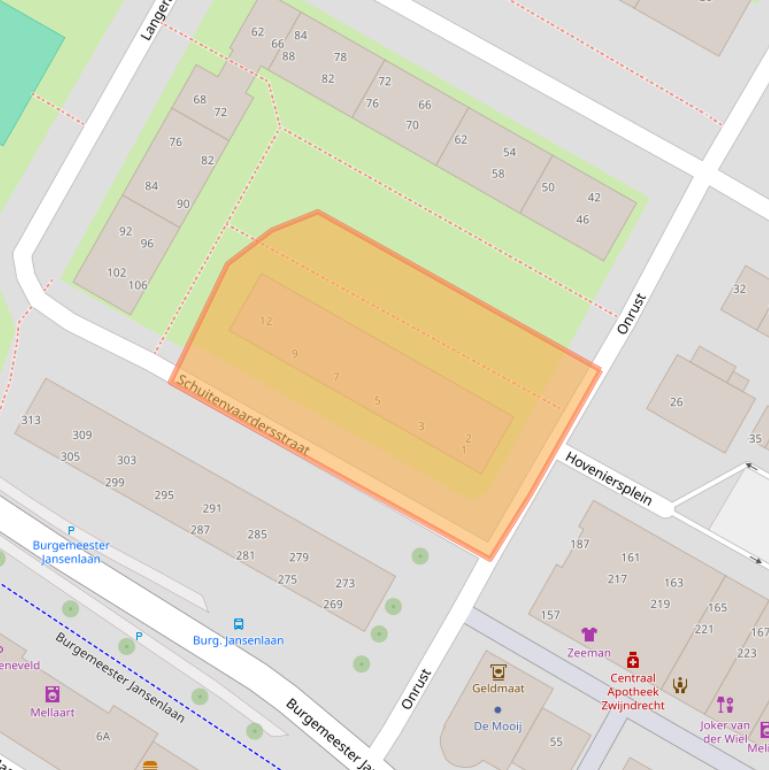 Kaart van postcodegebied 3331GW.