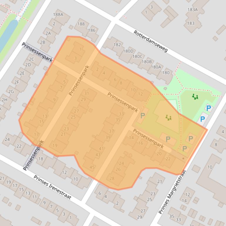 Kaart van postcodegebied 3331GZ.