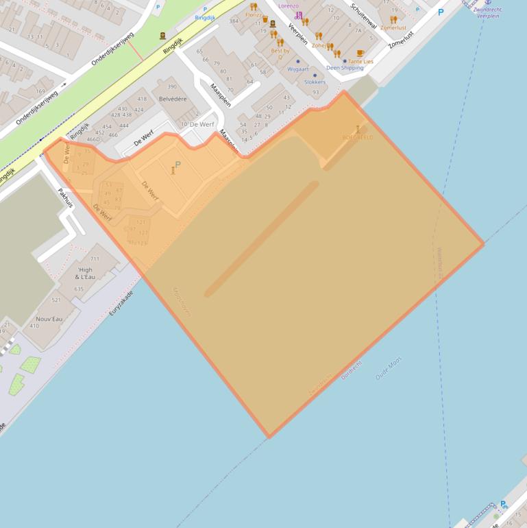 Kaart van postcodegebied 3331LP.