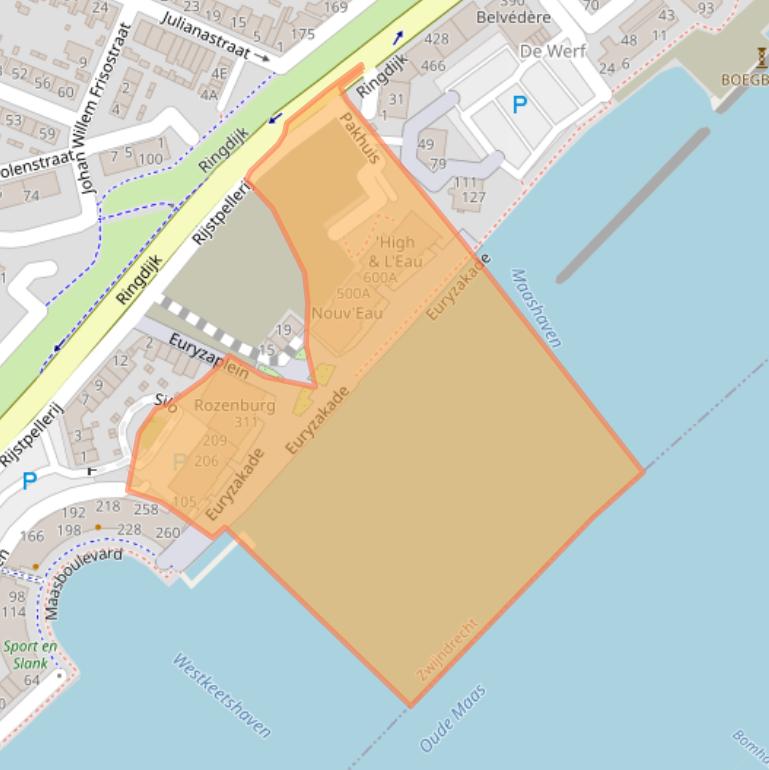 Kaart van postcodegebied 3331MM.