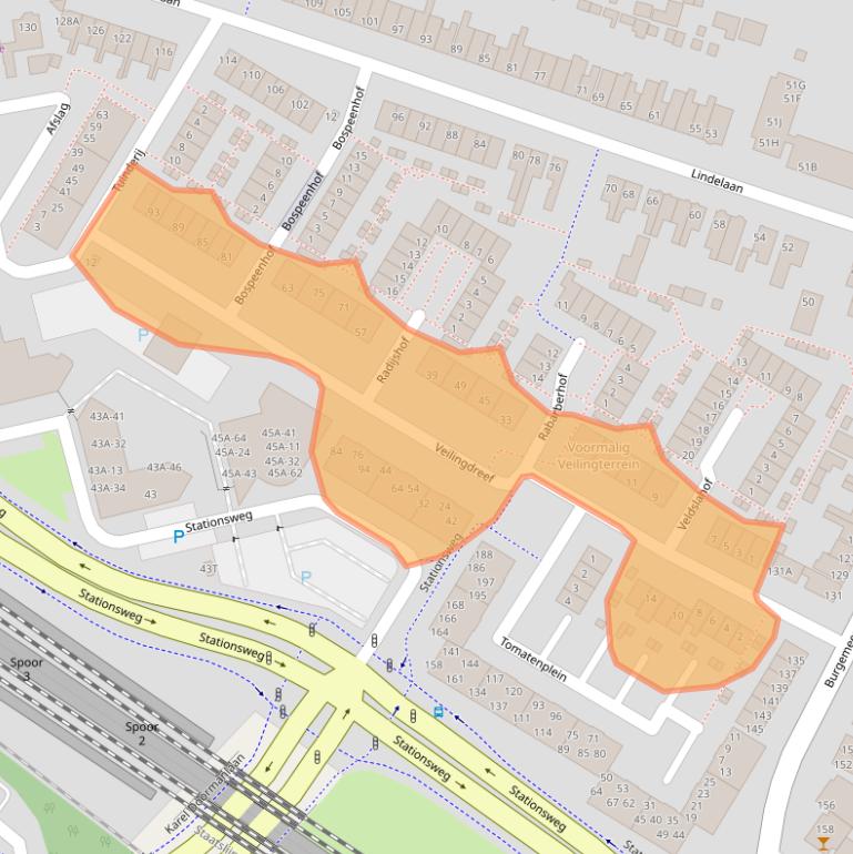 Kaart van postcodegebied 3331RE.