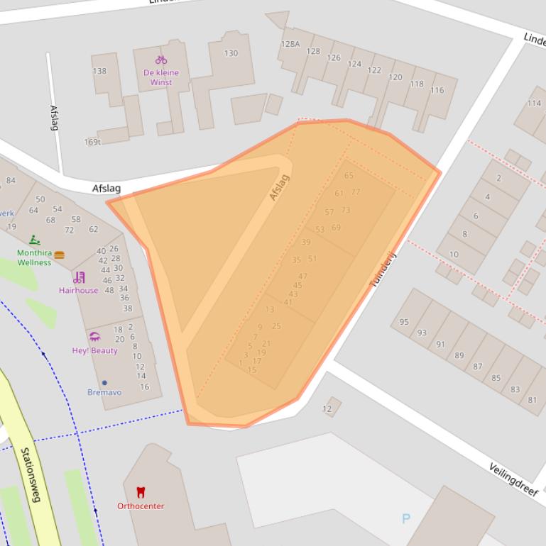 Kaart van postcodegebied 3331RH.