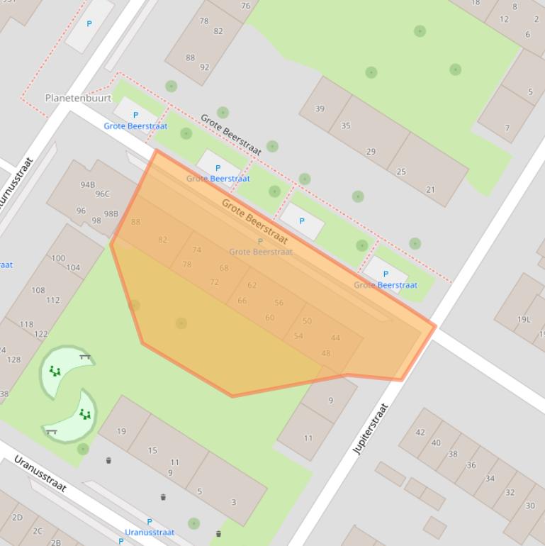 Kaart van postcodegebied 3331TC.