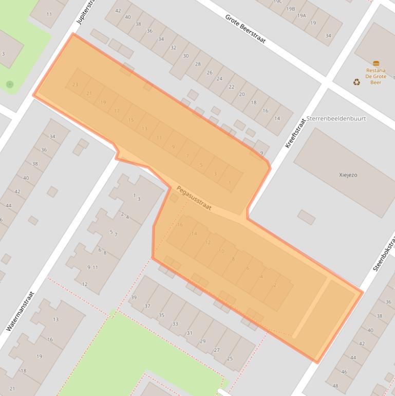 Kaart van postcodegebied 3331TJ.