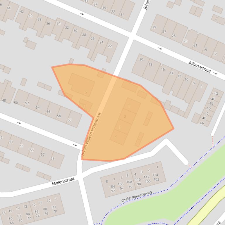 Kaart van postcodegebied 3331XE.