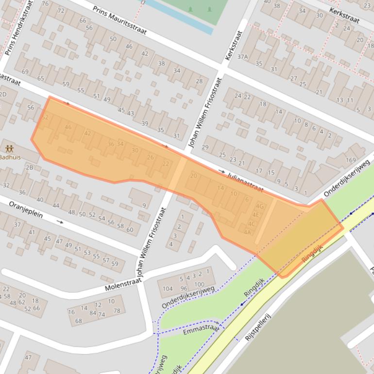 Kaart van postcodegebied 3331XJ.