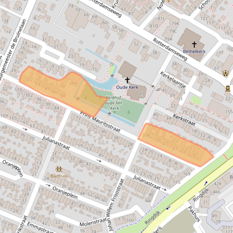 Kaart van postcodegebied 3331XT.