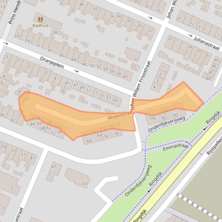 Kaart van postcodegebied 3331XX.