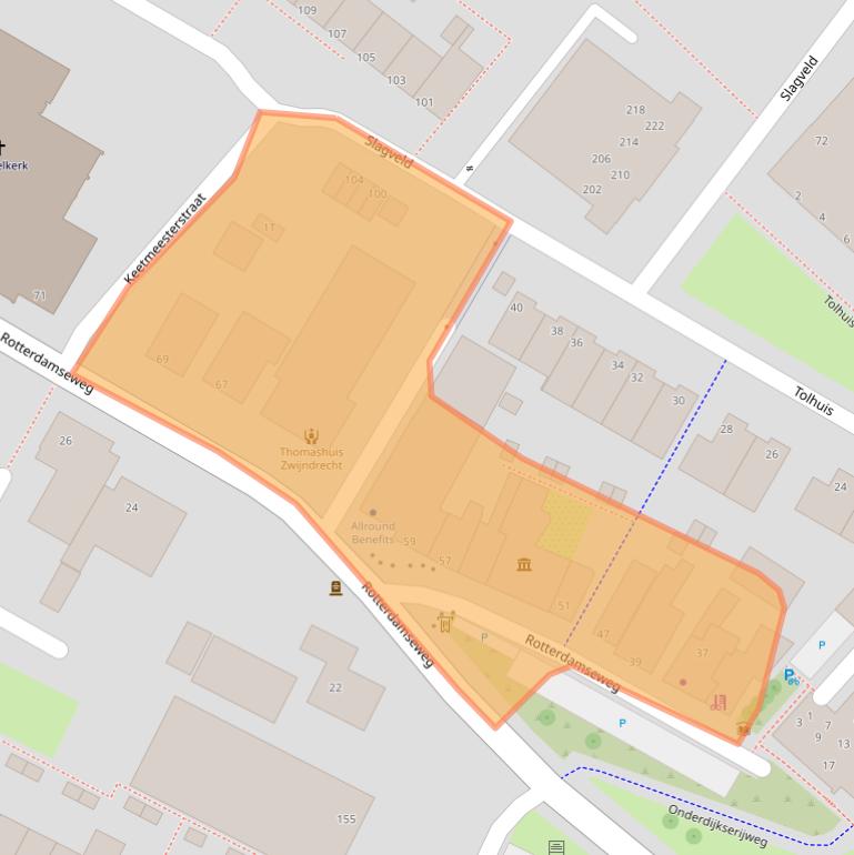 Kaart van postcodegebied 3332AC.