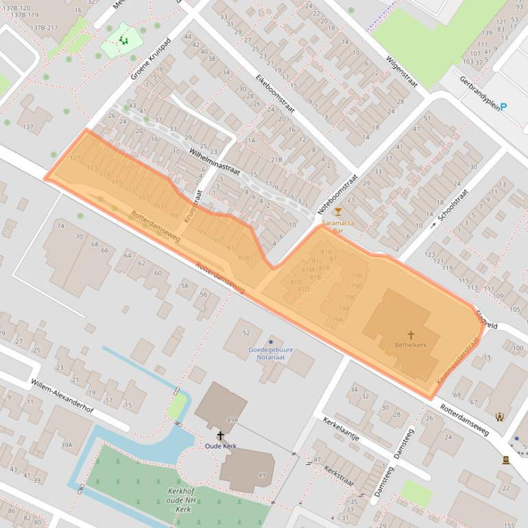 Kaart van postcodegebied 3332AD.