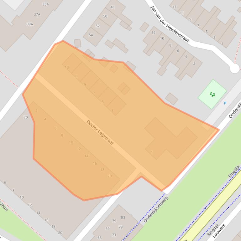 Kaart van postcodegebied 3332BA.