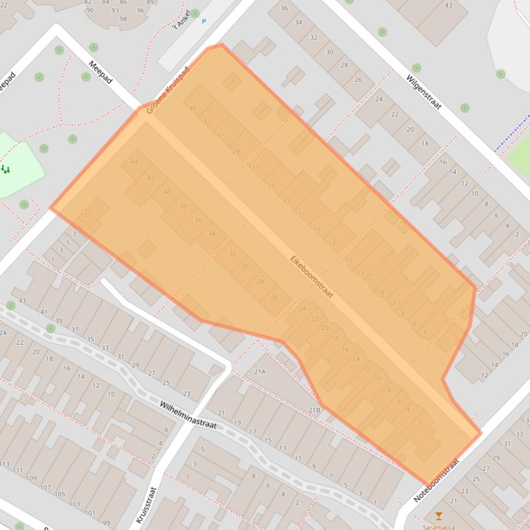 Kaart van postcodegebied 3332BB.