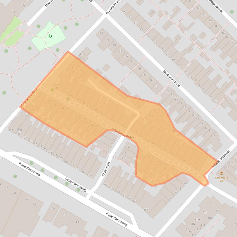Kaart van postcodegebied 3332BT.