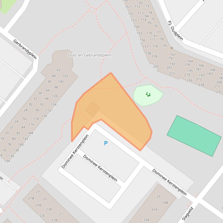 Kaart van postcodegebied 3332BW.