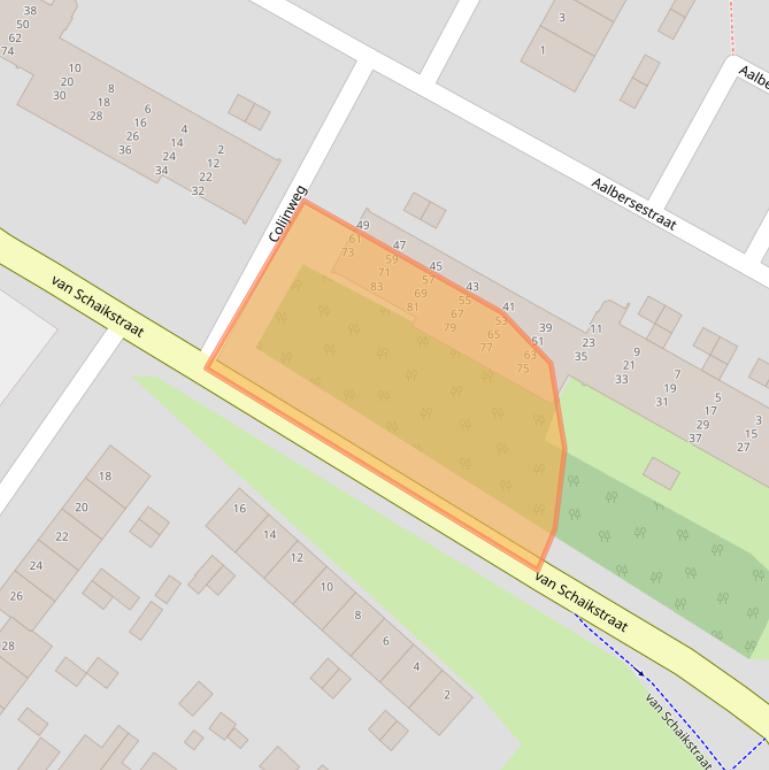 Kaart van postcodegebied 3332CB.