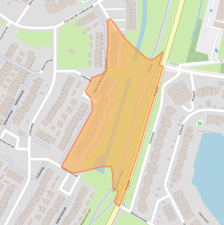 Kaart van postcodegebied 3332CN.