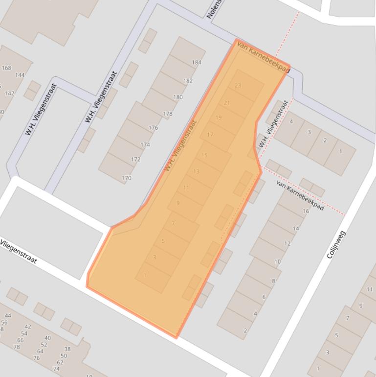 Kaart van postcodegebied 3332CT.