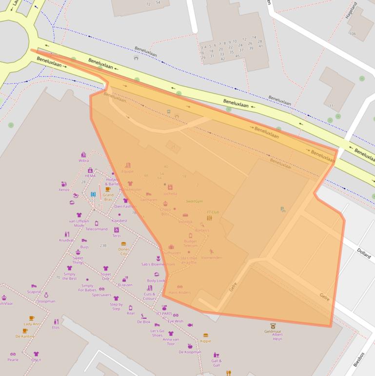 Kaart van postcodegebied 3332EE.