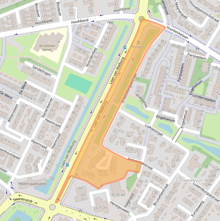 Kaart van postcodegebied 3332GE.