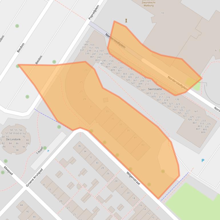 Kaart van postcodegebied 3332GL.