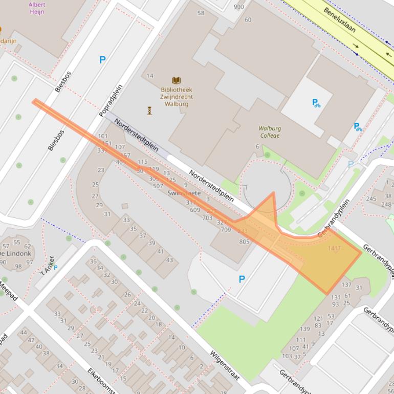 Kaart van postcodegebied 3332GN.