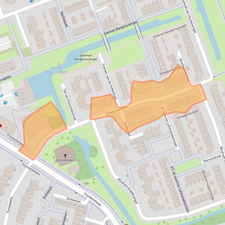 Kaart van postcodegebied 3332HW.