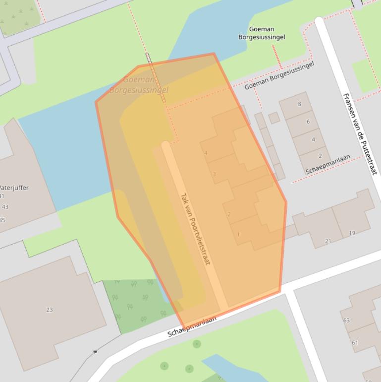 Kaart van postcodegebied 3332HZ.